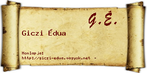 Giczi Édua névjegykártya